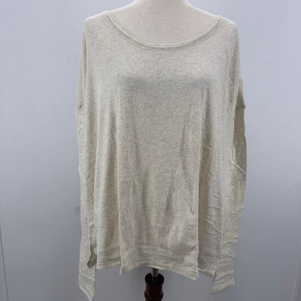 NWT GREY STATE Yummy Tee Long Sleeve Cotton Slouchy Neutral Creme Heather sz 2/M